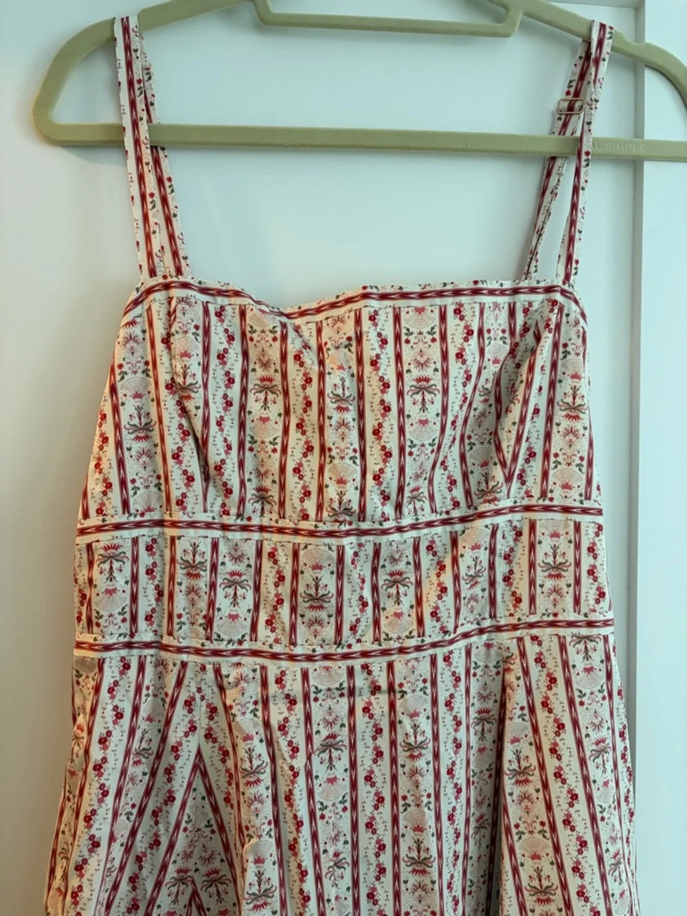 Hill House Red and Cream Striped Floral Midi Dress - Picture 2 of 4